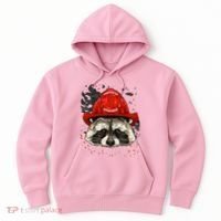 Firefighter Raccoon Fire Department Fireman Trash Panda Hoodie thumb 0