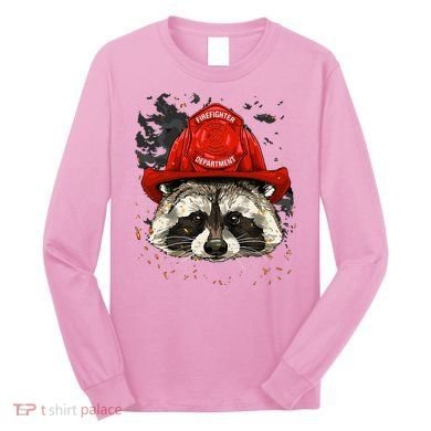 Firefighter Raccoon Fire Department Fireman Trash Panda Long Sleeve Shirt