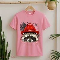 Firefighter Raccoon Fire Department Fireman Trash Panda T-Shirt thumb 2