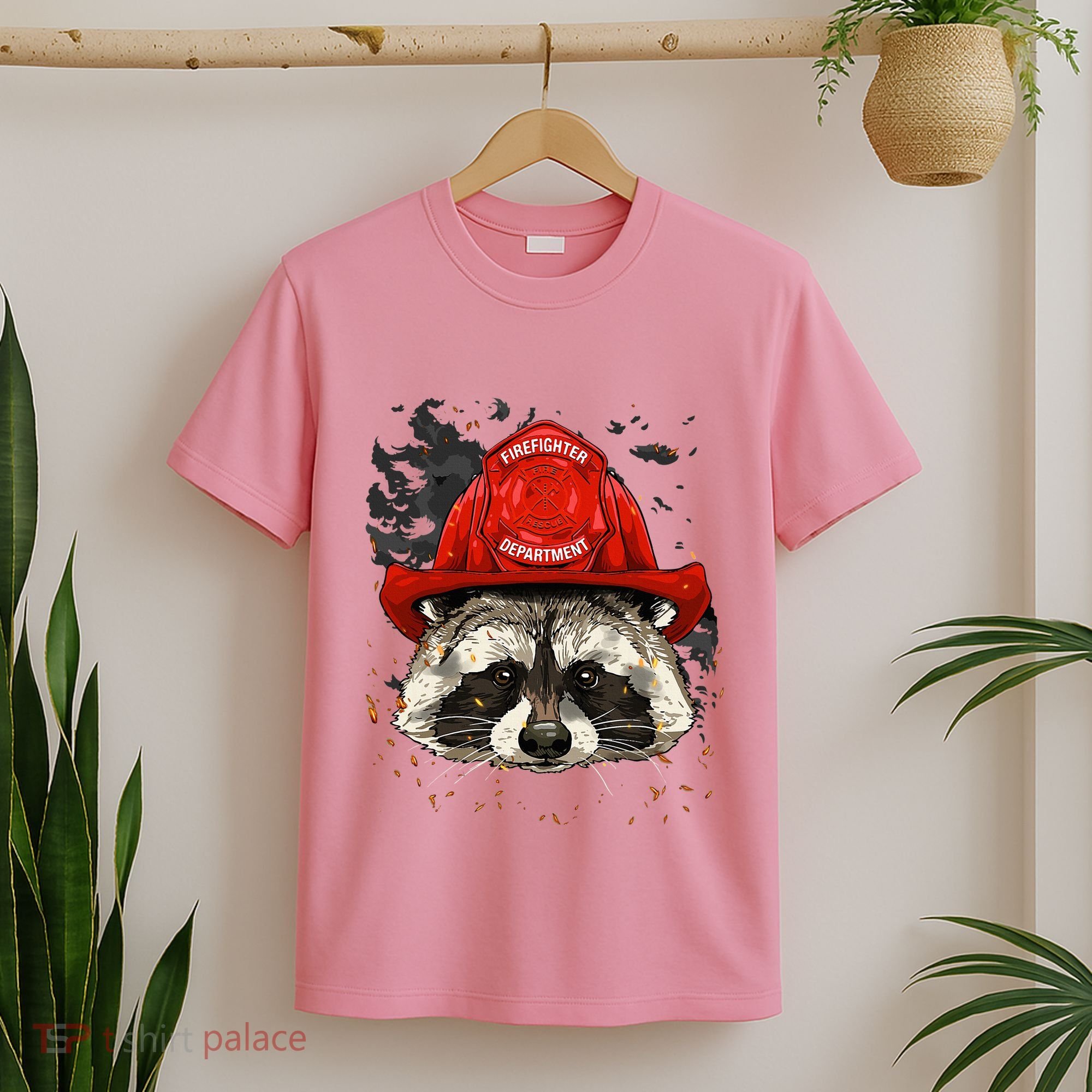 Firefighter Raccoon Fire Department Fireman Trash Panda T-Shirt