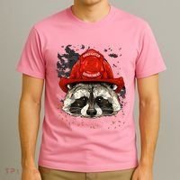 Firefighter Raccoon Fire Department Fireman Trash Panda T-Shirt thumb 3
