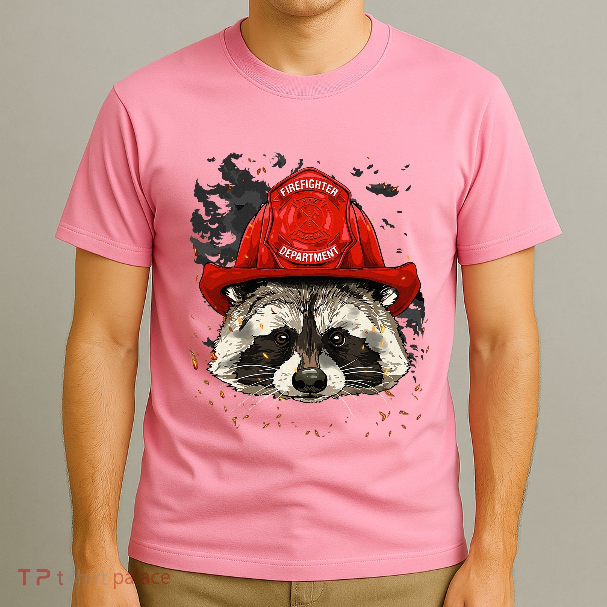 Firefighter Raccoon Fire Department Fireman Trash Panda T-Shirt