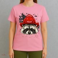 Firefighter Raccoon Fire Department Fireman Trash Panda T-Shirt thumb 4