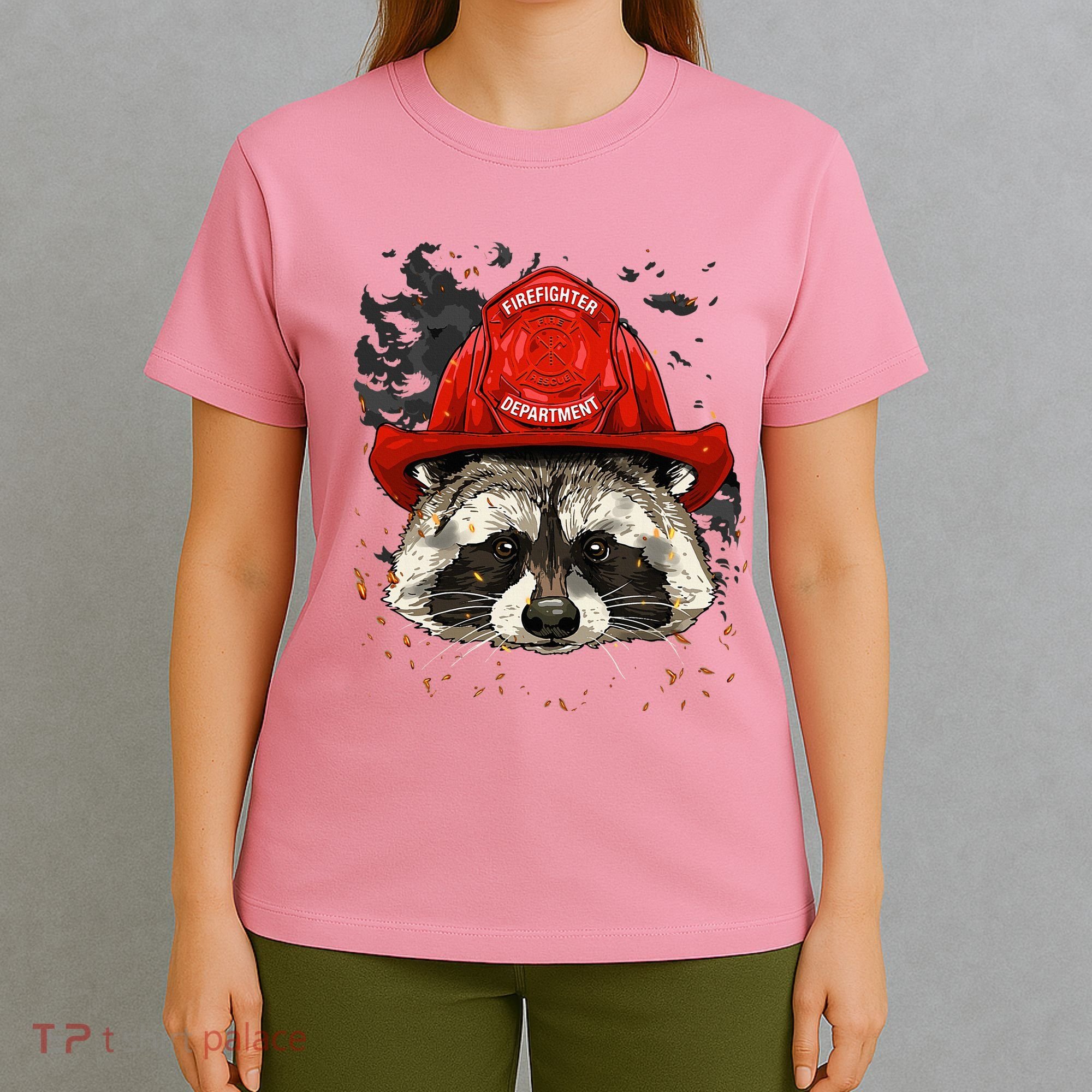 Firefighter Raccoon Fire Department Fireman Trash Panda T-Shirt