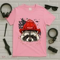 Firefighter Raccoon Fire Department Fireman Trash Panda T-Shirt thumb 5