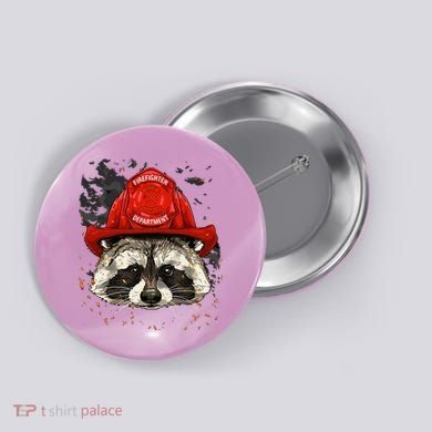 Firefighter Raccoon Fire Department Fireman Trash Panda Button