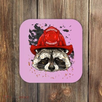 Firefighter Raccoon Fire Department Fireman Trash Panda Coaster