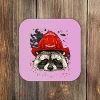 Firefighter Raccoon Fire Department Fireman Trash Panda Coaster thumb 0