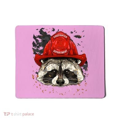 Firefighter Raccoon Fire Department Fireman Trash Panda Mousepad