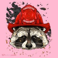 Firefighter Raccoon Fire Department Fireman Trash Panda Mousepad thumb 1