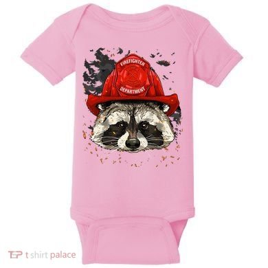 Firefighter Raccoon Fire Department Fireman Trash Panda Baby Bodysuit