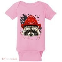 Firefighter Raccoon Fire Department Fireman Trash Panda Baby Bodysuit thumb 0