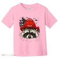 Firefighter Raccoon Fire Department Fireman Trash Panda Toddler T-Shirt thumb 0