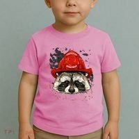 Firefighter Raccoon Fire Department Fireman Trash Panda Toddler T-Shirt thumb 2