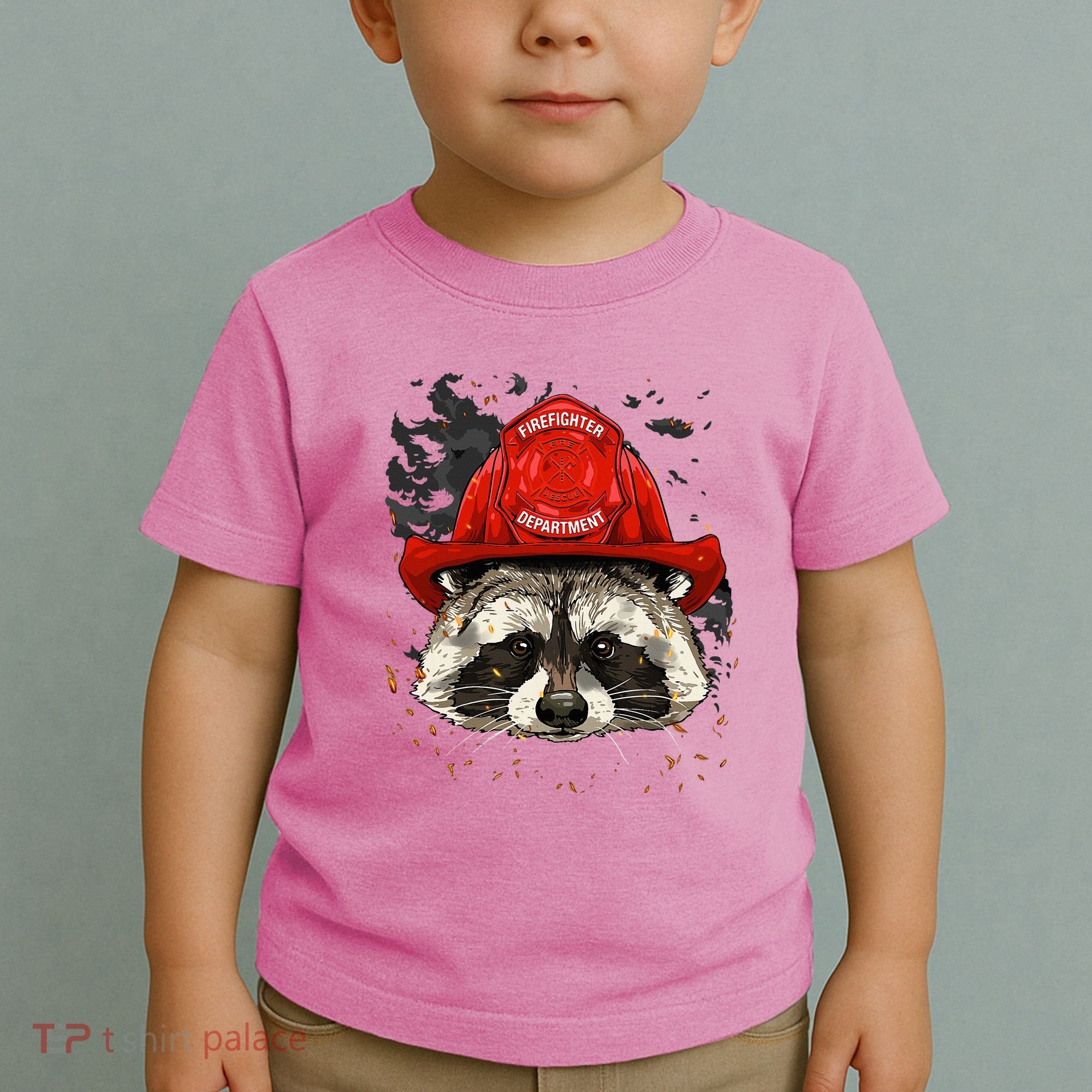Firefighter Raccoon Fire Department Fireman Trash Panda Toddler T-Shirt