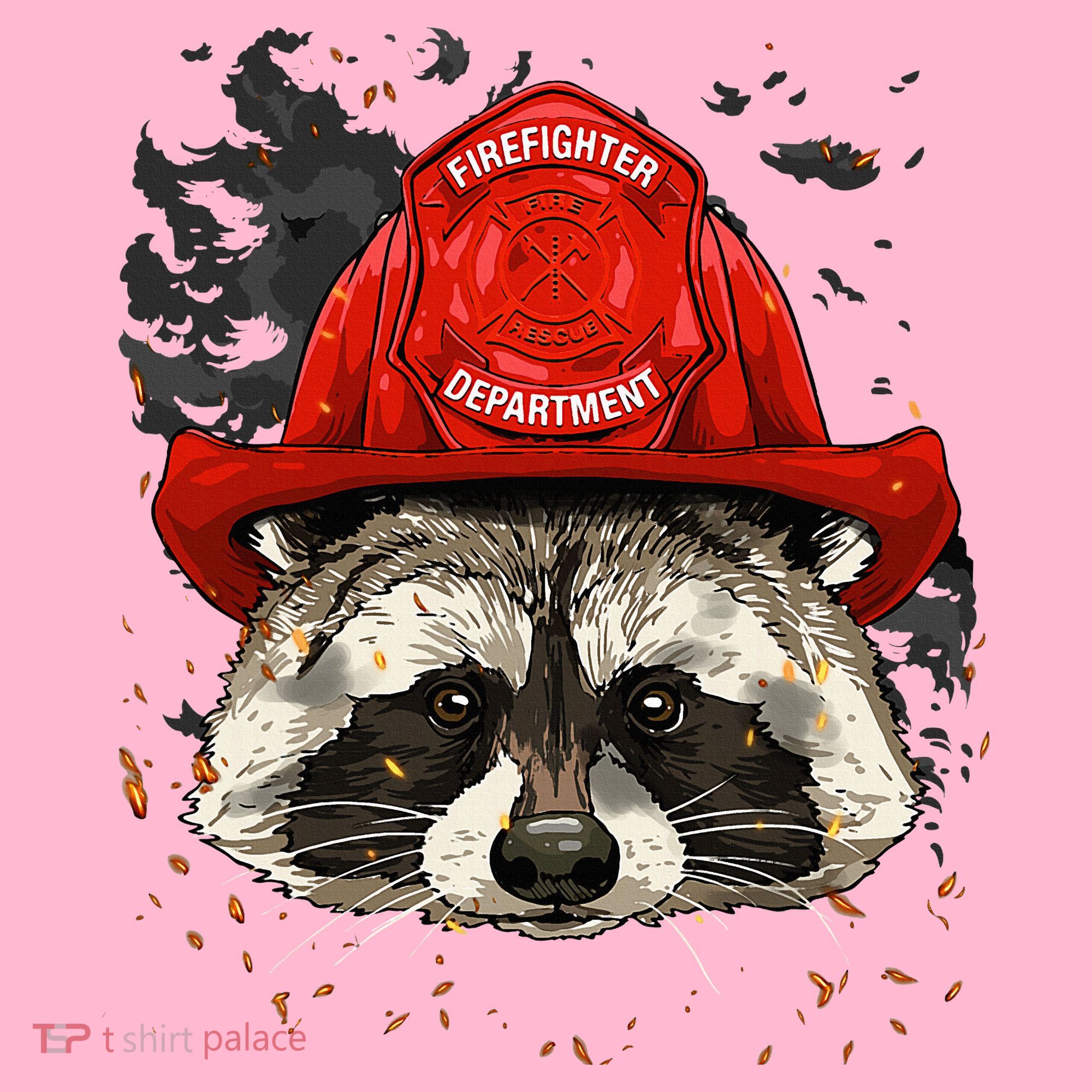Firefighter Raccoon Fire Department Fireman Trash Panda Toddler T-Shirt