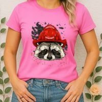 Firefighter Raccoon Fire Department Fireman Trash Panda Women's T-Shirt thumb 2
