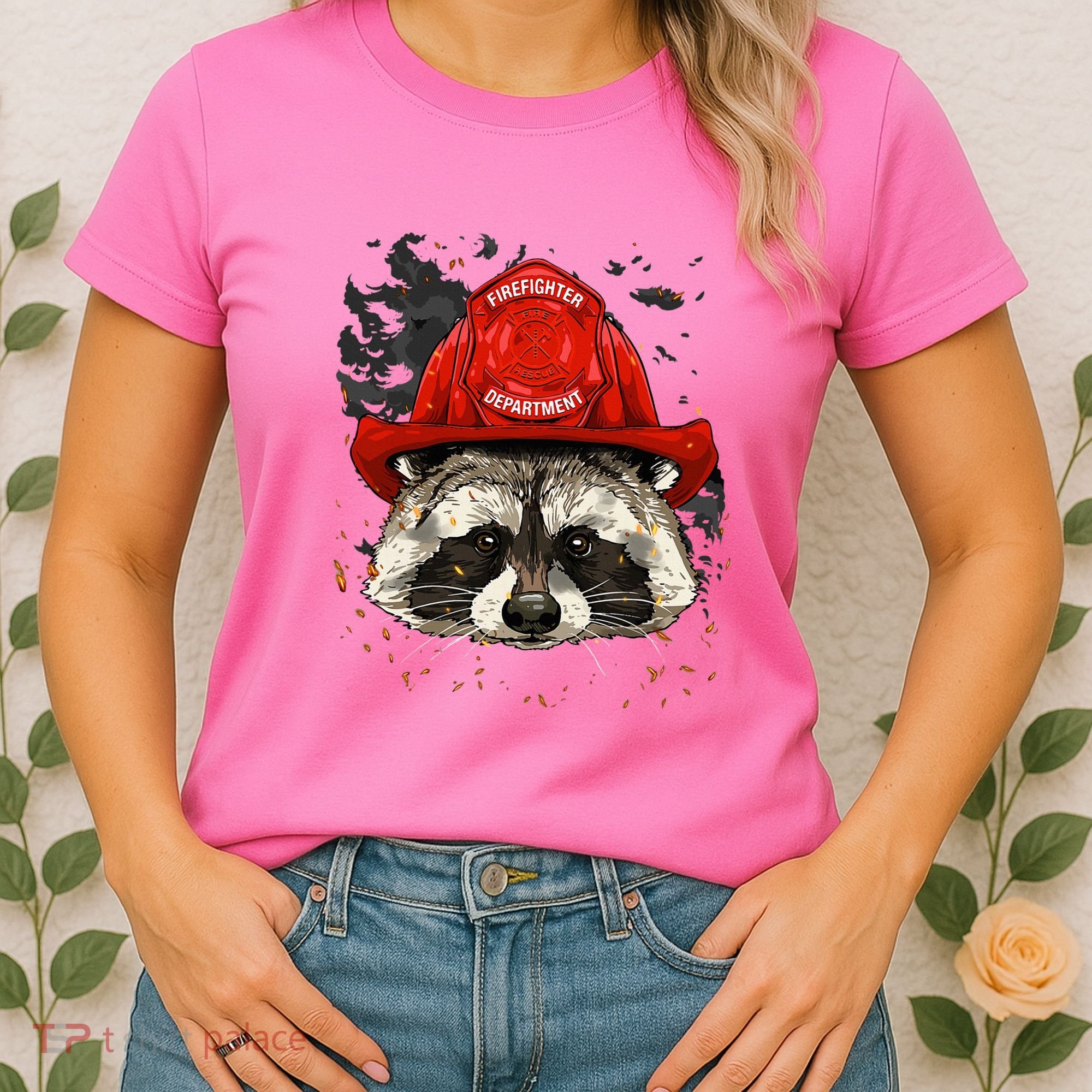 Firefighter Raccoon Fire Department Fireman Trash Panda Women's T-Shirt