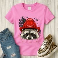 Firefighter Raccoon Fire Department Fireman Trash Panda Women's T-Shirt thumb 3