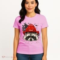 Firefighter Raccoon Fire Department Fireman Trash Panda Women's T-Shirt thumb 4
