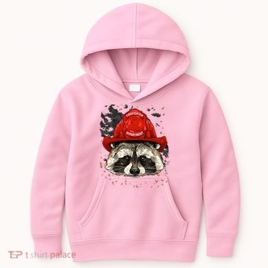 Firefighter Raccoon Fire Department Fireman Trash Panda Kids Hoodie
