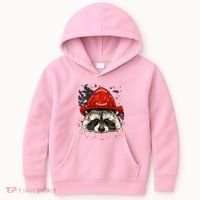 Firefighter Raccoon Fire Department Fireman Trash Panda Kids Hoodie thumb 0