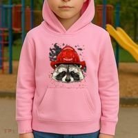 Firefighter Raccoon Fire Department Fireman Trash Panda Kids Hoodie thumb 2