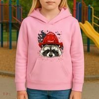 Firefighter Raccoon Fire Department Fireman Trash Panda Kids Hoodie thumb 3