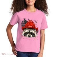 Firefighter Raccoon Fire Department Fireman Trash Panda Kids T-Shirt thumb 2