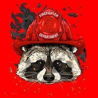 Firefighter Raccoon Fire Department Fireman Trash Panda Santa Hat thumb 1
