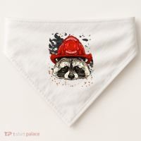 Firefighter Raccoon Fire Department Fireman Trash Panda USA-Made Doggie Bandana thumb 0