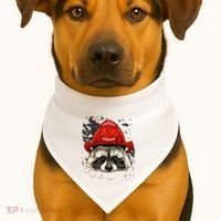 Firefighter Raccoon Fire Department Fireman Trash Panda USA-Made Doggie Bandana thumb 1