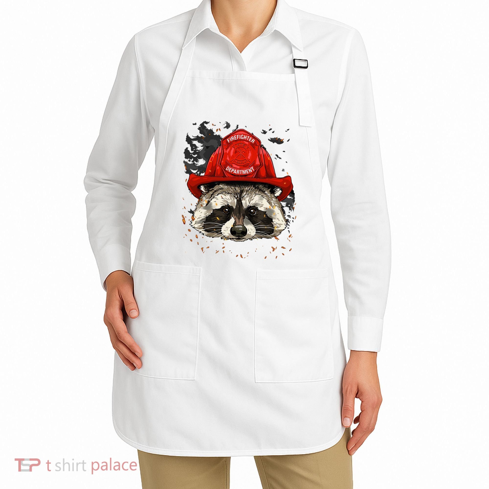 Firefighter Raccoon Fire Department Fireman Trash Panda Apron