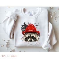 Firefighter Raccoon Fire Department Fireman Trash Panda Sweatshirt thumb 2