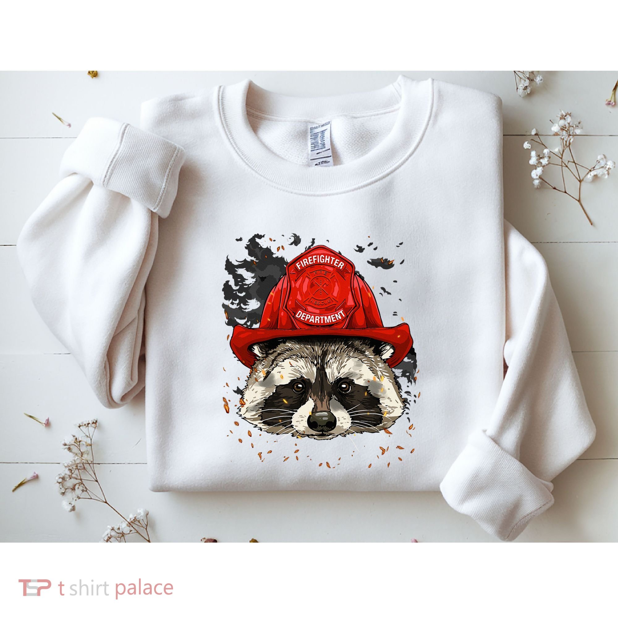 Firefighter Raccoon Fire Department Fireman Trash Panda Sweatshirt