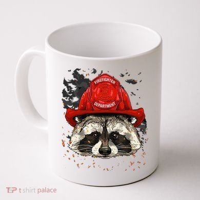 Firefighter Raccoon Fire Department Fireman Trash Panda Coffee Mug