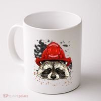 Firefighter Raccoon Fire Department Fireman Trash Panda Coffee Mug thumb 0
