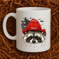Firefighter Raccoon Fire Department Fireman Trash Panda Coffee Mug thumb 2