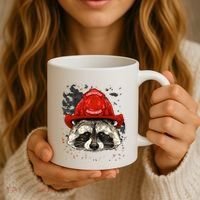Firefighter Raccoon Fire Department Fireman Trash Panda Coffee Mug thumb 3