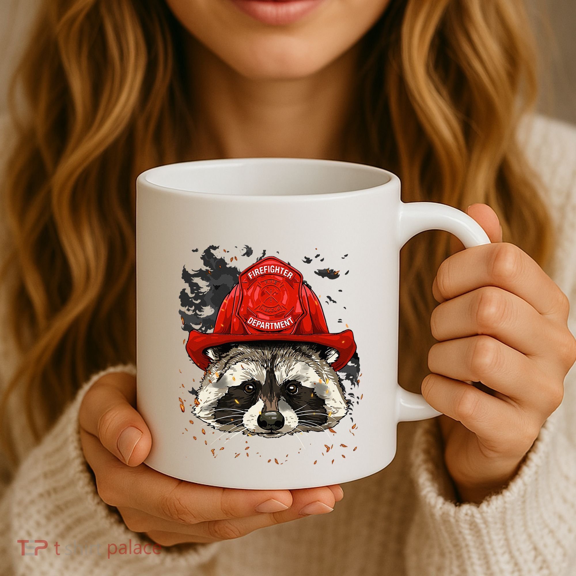 Firefighter Raccoon Fire Department Fireman Trash Panda Coffee Mug