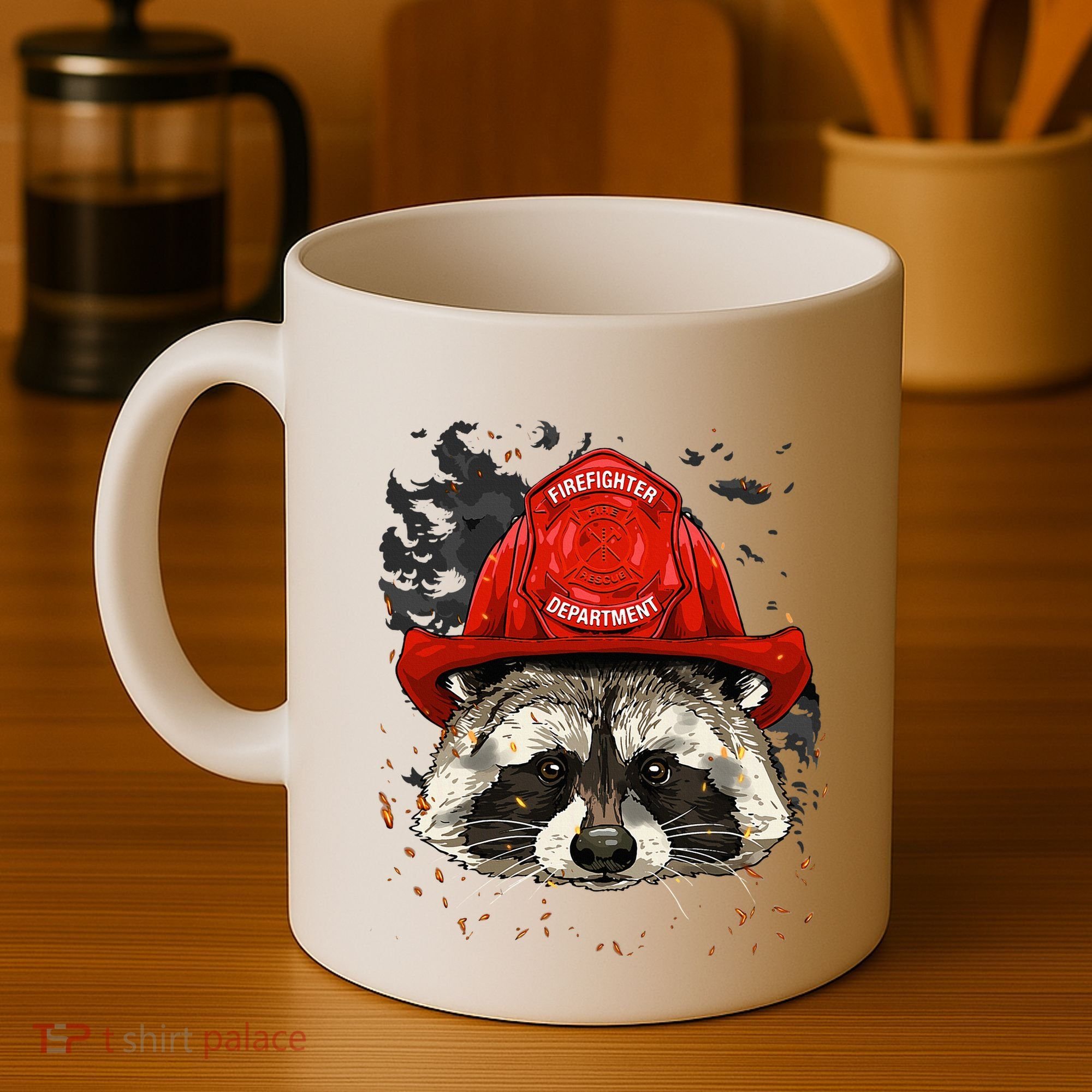 Firefighter Raccoon Fire Department Fireman Trash Panda Coffee Mug