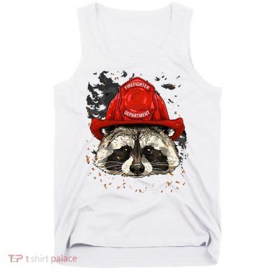 Firefighter Raccoon Fire Department Fireman Trash Panda Tank Top