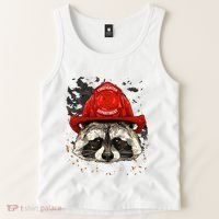 Firefighter Raccoon Fire Department Fireman Trash Panda Tank Top thumb 2