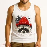 Firefighter Raccoon Fire Department Fireman Trash Panda Tank Top thumb 3