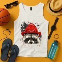 Firefighter Raccoon Fire Department Fireman Trash Panda Tank Top thumb 4