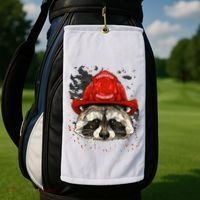 Firefighter Raccoon Fire Department Fireman Trash Panda Golf Towel thumb 2