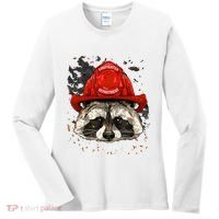 Firefighter Raccoon Fire Department Fireman Trash Panda Women's Long Sleeve Shirt thumb 0