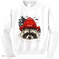 Firefighter Raccoon Fire Department Fireman Trash Panda Kids Sweatshirt thumb 0