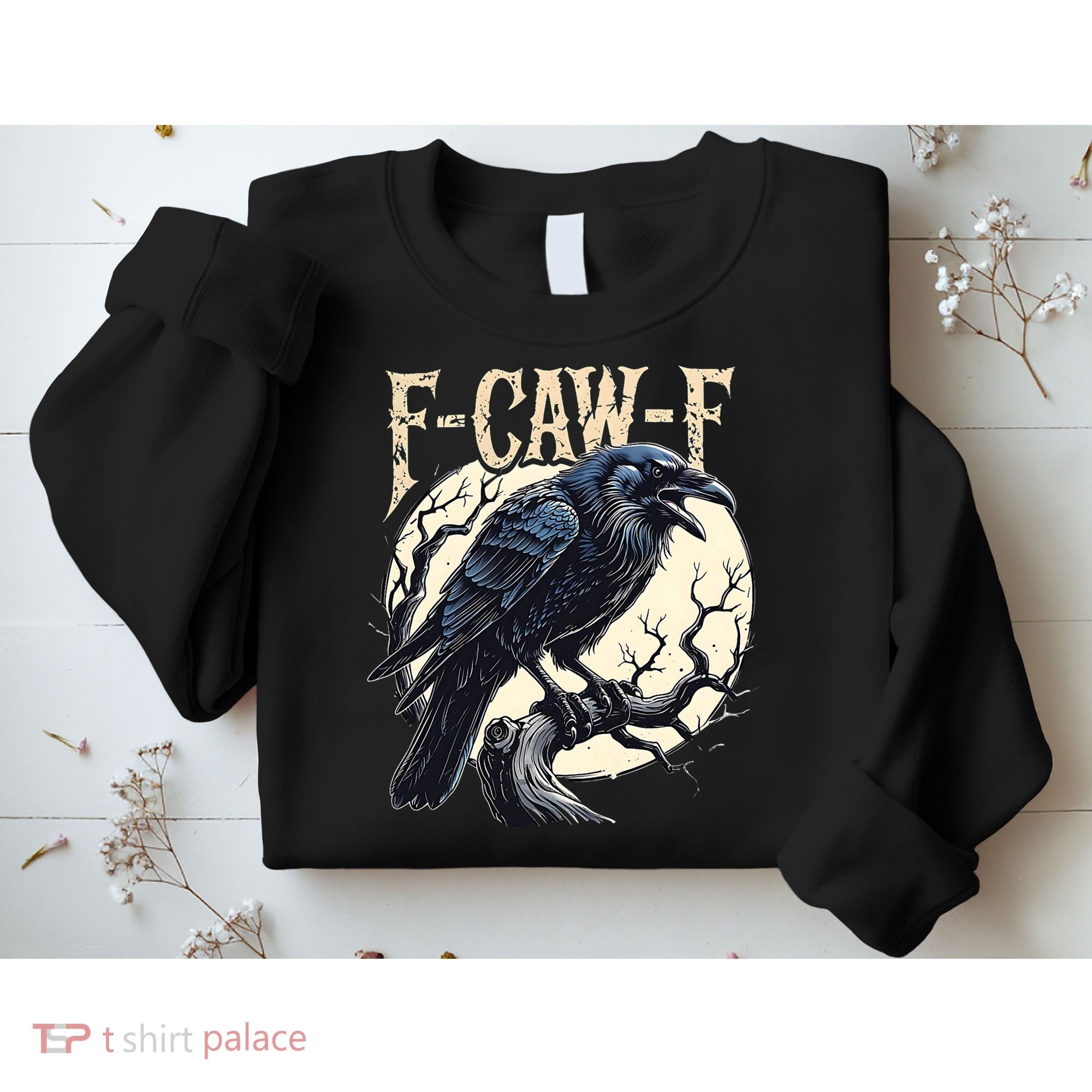 F-CAW-F Raven Funny Crow Pun Retro Gothic Aesthetic  Sweatshirt