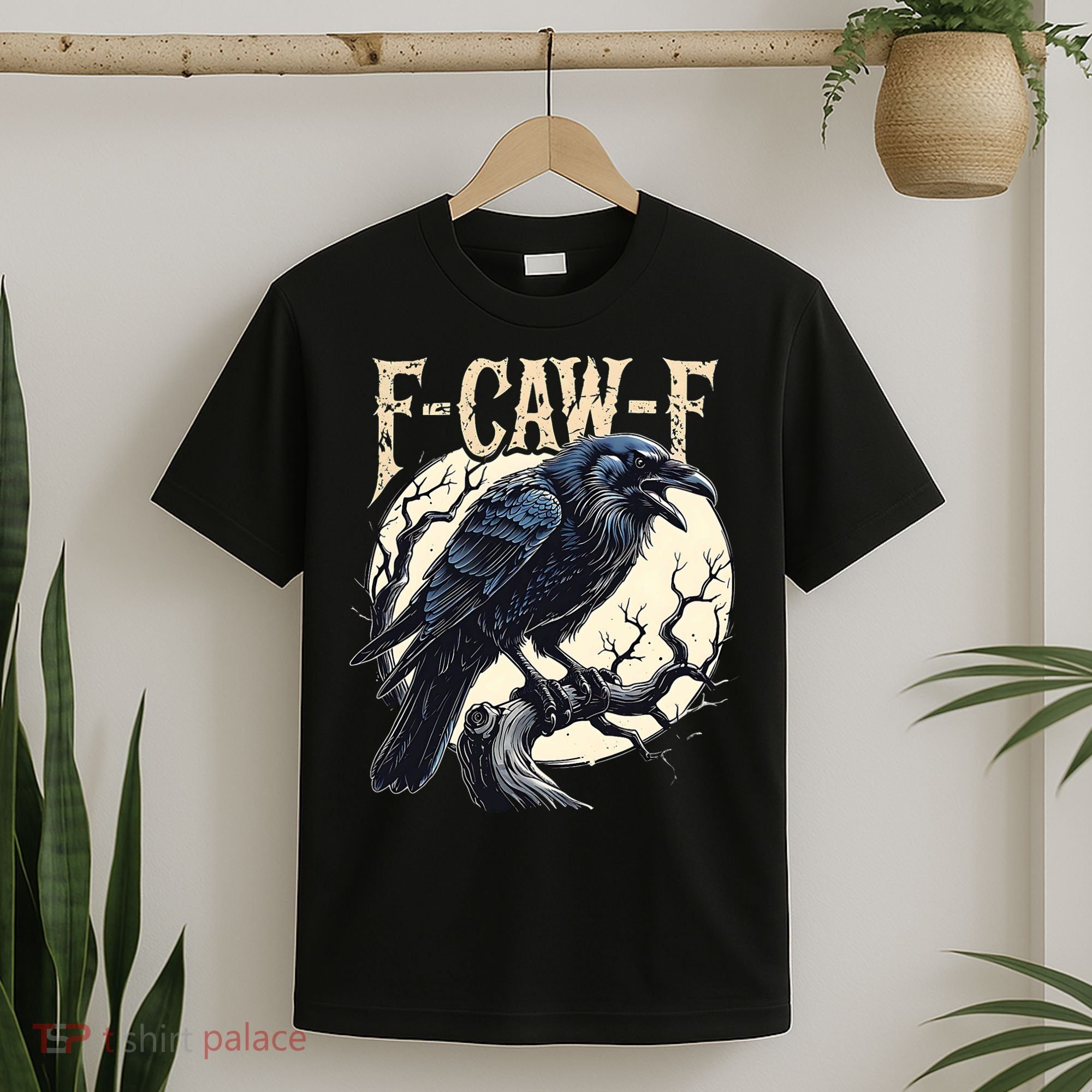 F-CAW-F Raven Funny Crow Pun Retro Gothic Aesthetic  T-Shirt